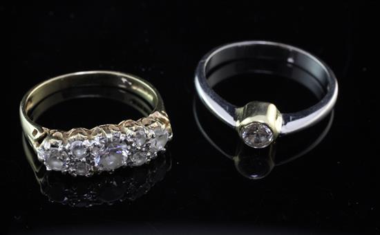 Two 14ct gold and diamond rings, sizes K & N.